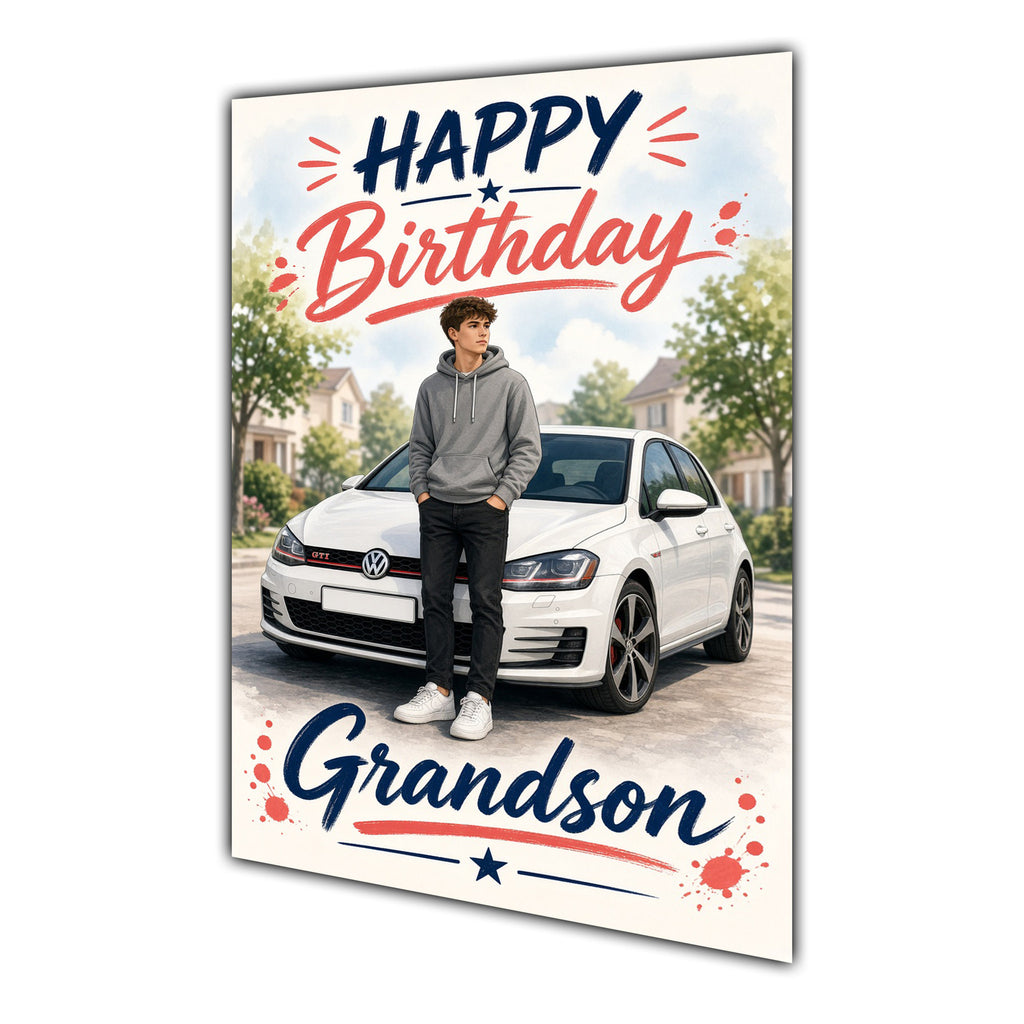 Happy Birthday Grandson Luxury Car Greeting Card A5