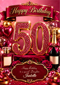 50th Birthday Card Daughter Granddaughter Niece Personalised A5 Size E983-5