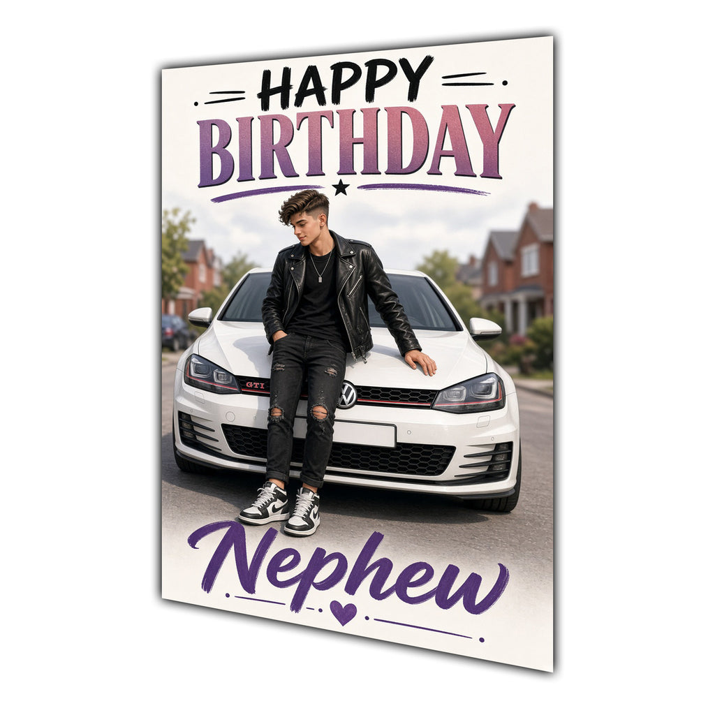 Happy Birthday Nephew Luxury Car Greeting Card A5