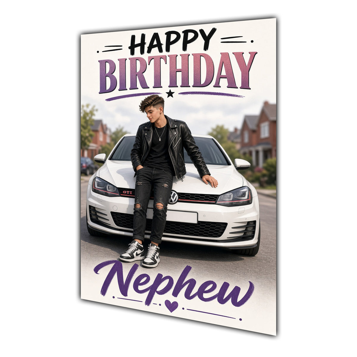 Happy Birthday Nephew Luxury Car Greeting Card A5