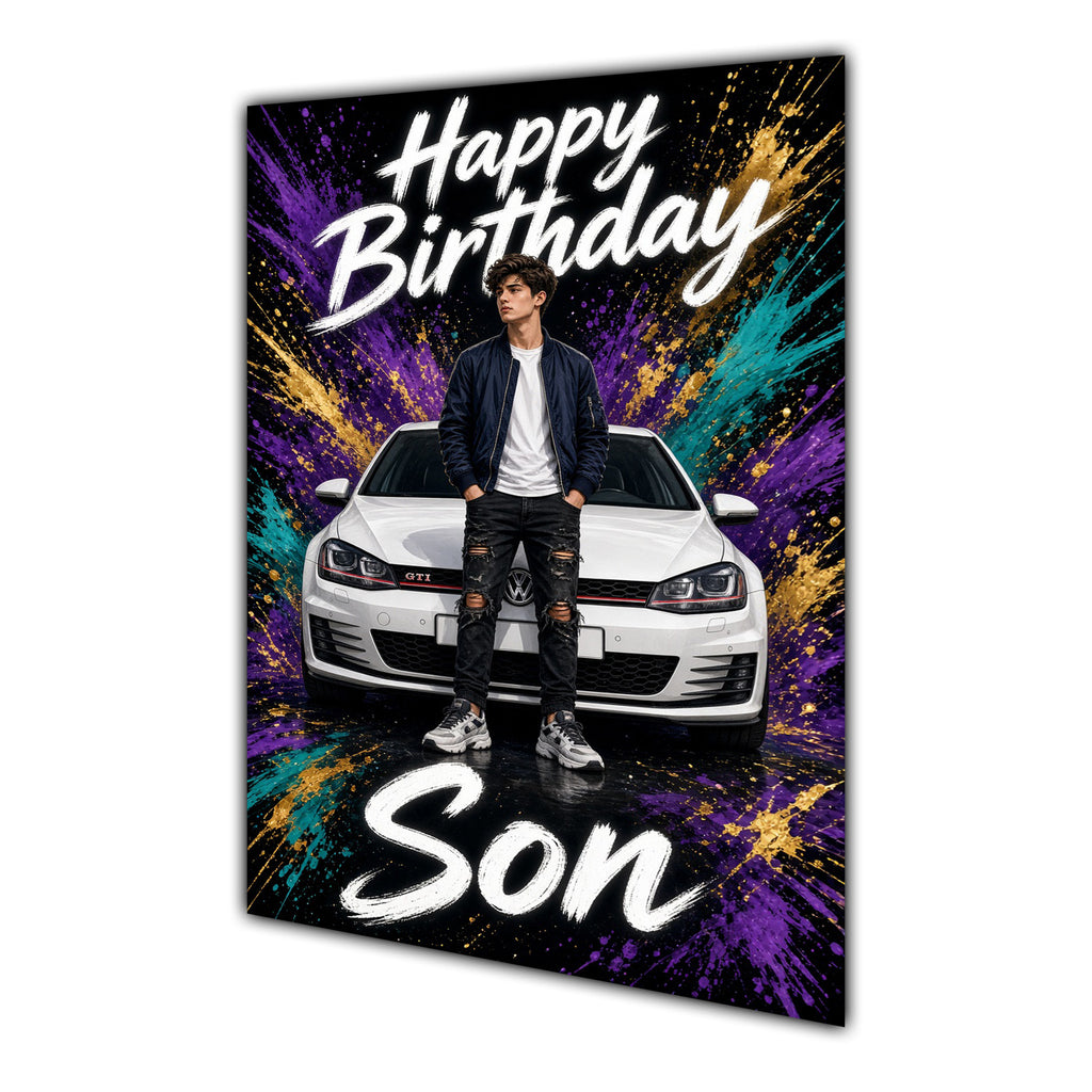 Happy Birthday Son Luxury Car Greeting Card A5