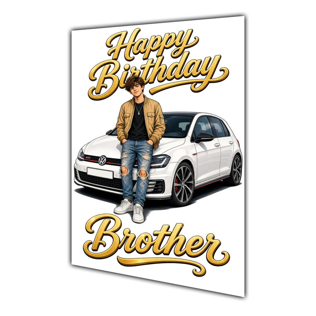 Happy Birthday Brother Luxury Car Greeting Card A5
