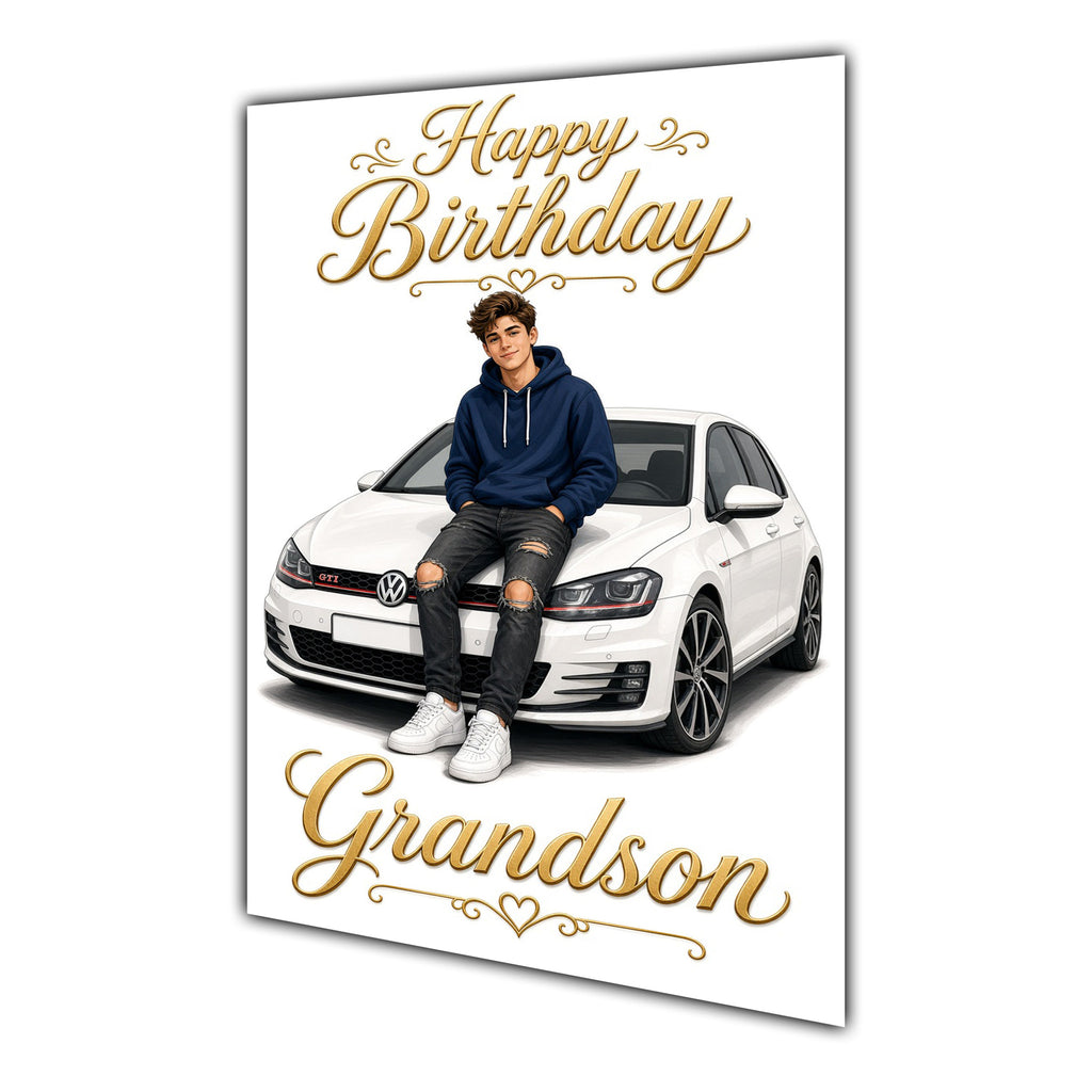 Happy Birthday Grandson Luxury Car Greeting Card A5