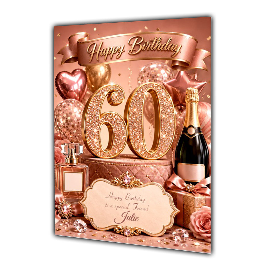 60th Birthday Card Daughter Granddaughter Niece Personalised A5 Size E984-1