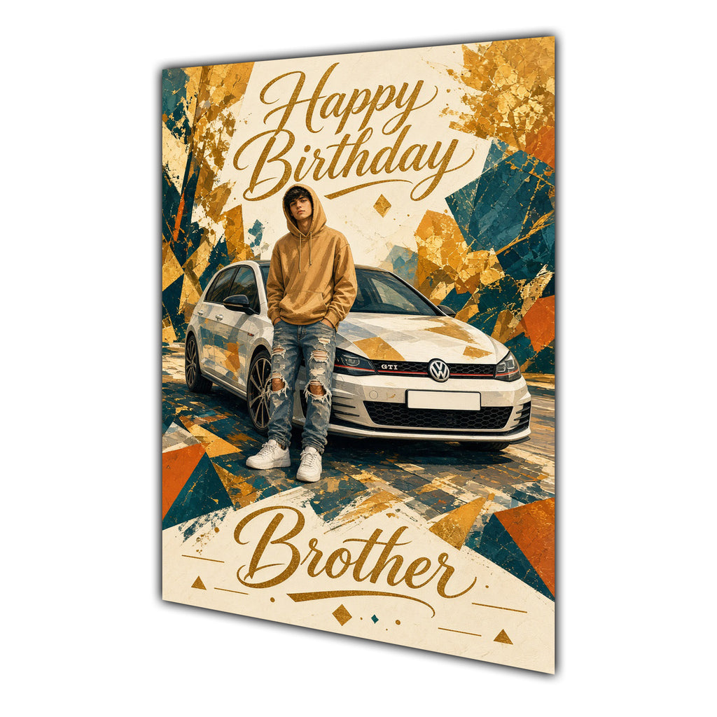 Happy Birthday Brother Luxury Car Greeting Card A5