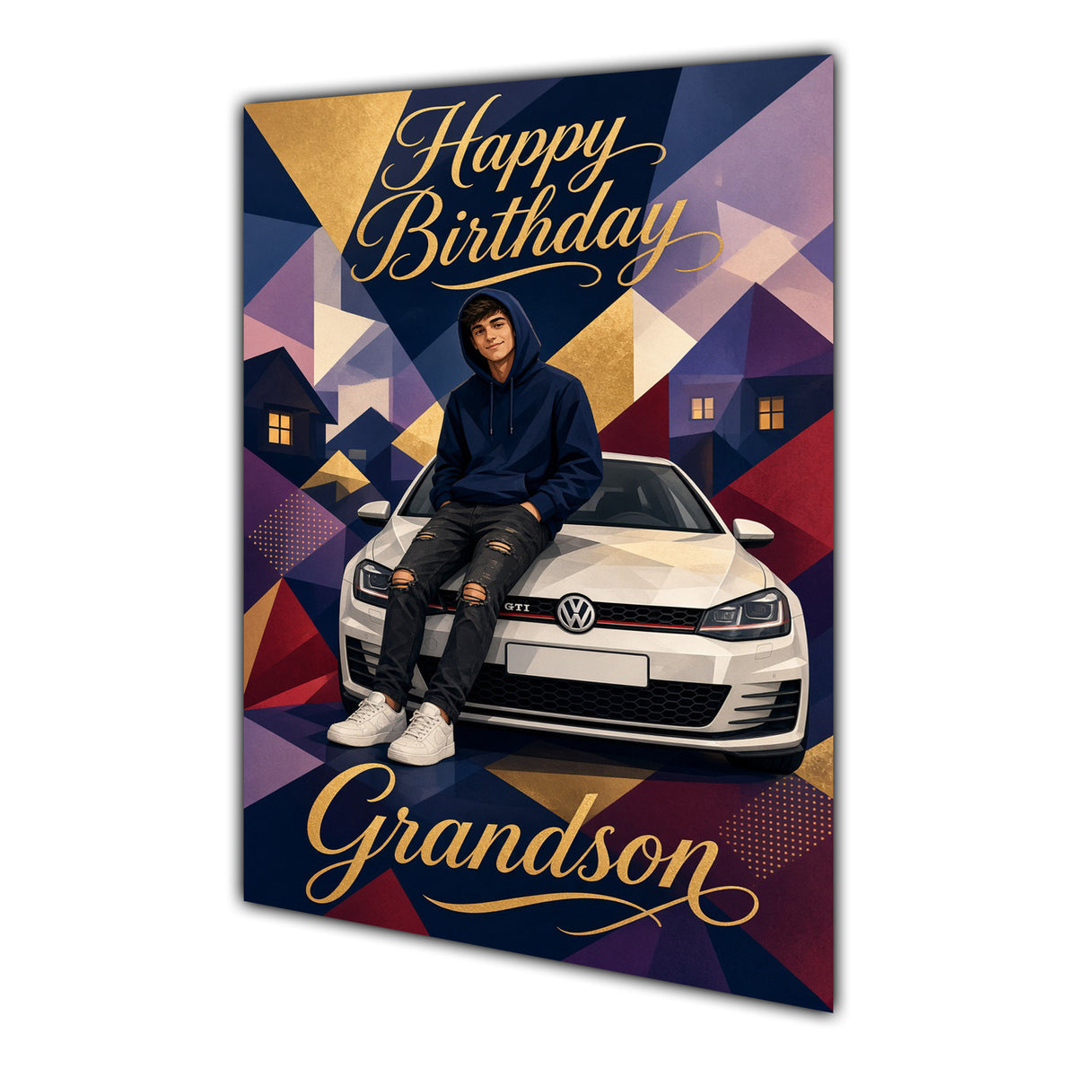 Happy Birthday Grandson Luxury Car Greeting Card A5