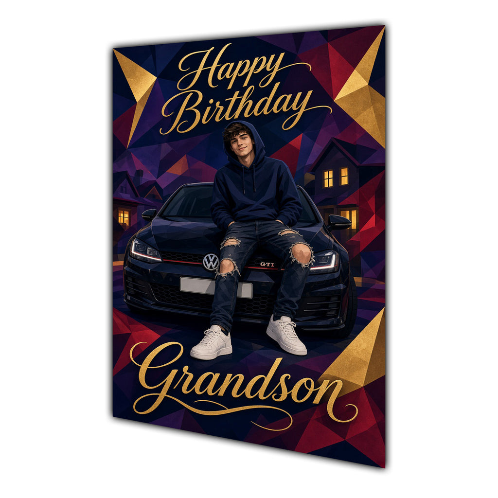 Happy Birthday Grandson Luxury Car Greeting Card A5