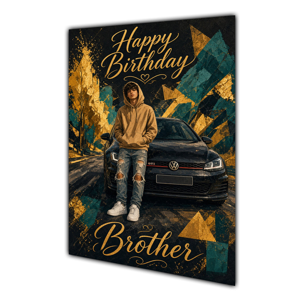 Happy Birthday Brother Luxury Car Greeting Card A5