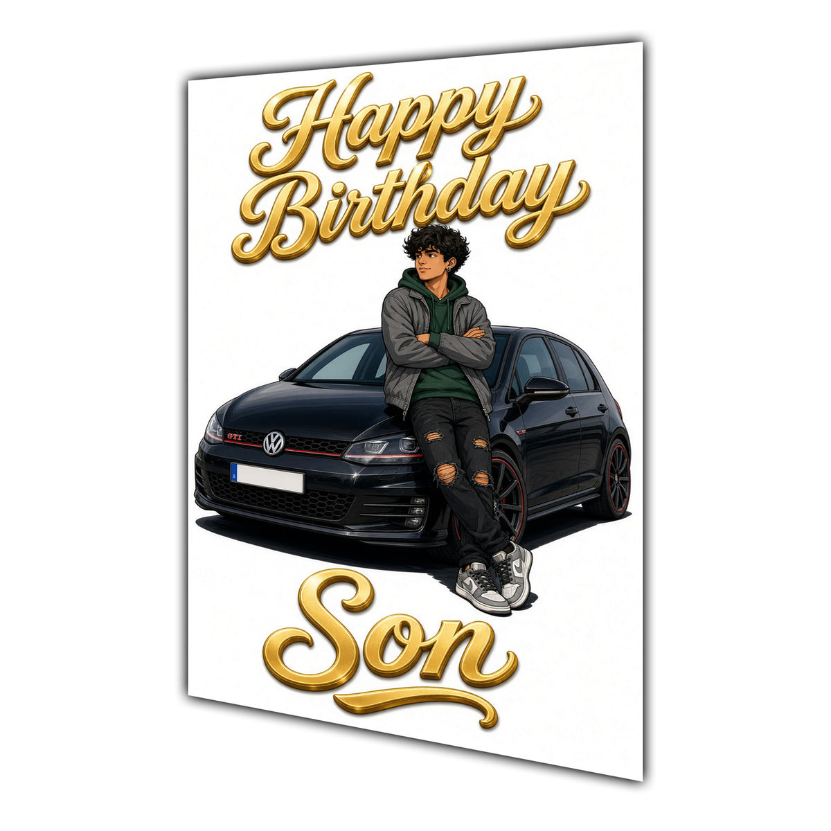 Happy Birthday Son Luxury Car Greeting Card A5