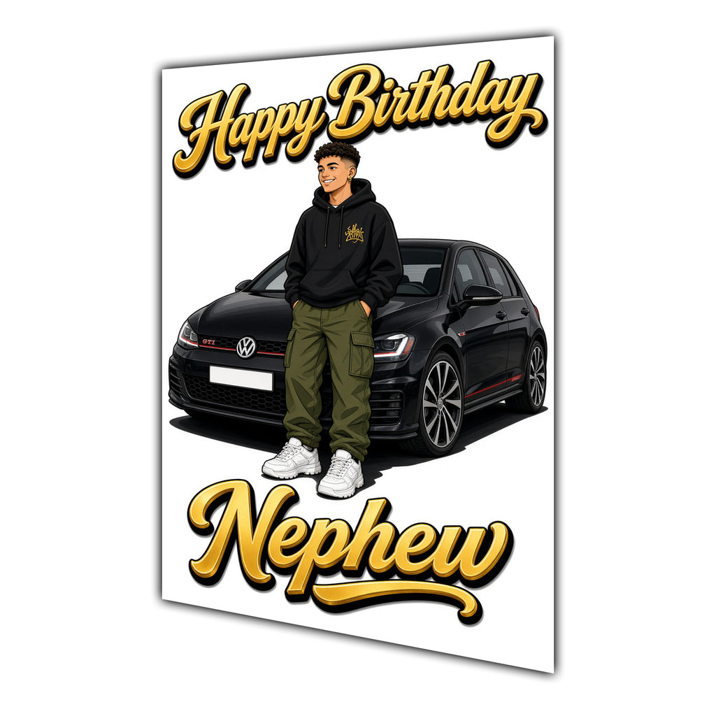 Happy Birthday Nephew Luxury Car Greeting Card A5