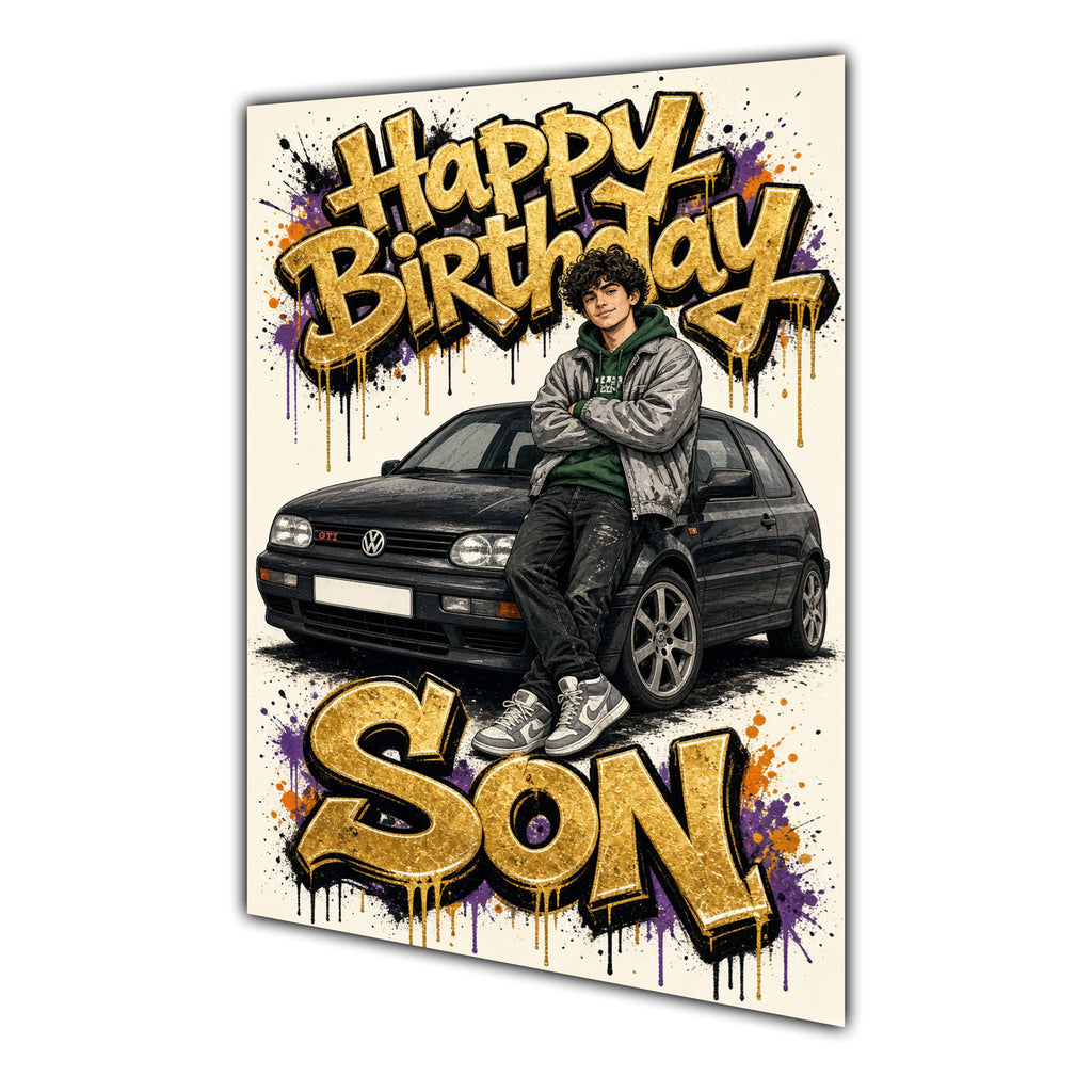 Happy Birthday Son Luxury Car Greeting Card A5