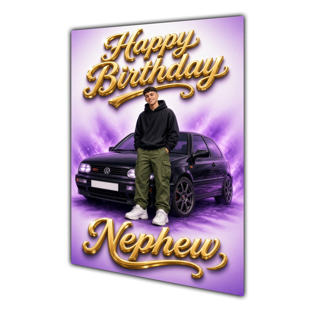 Happy Birthday Nephew Luxury Car Greeting Card A5