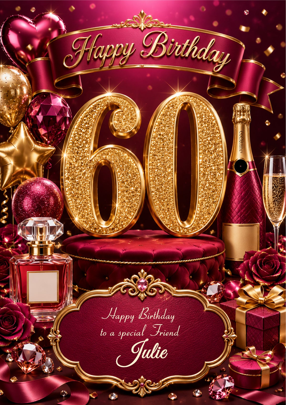 60th Birthday Card Daughter Granddaughter Niece Personalised A5 Size E984-5