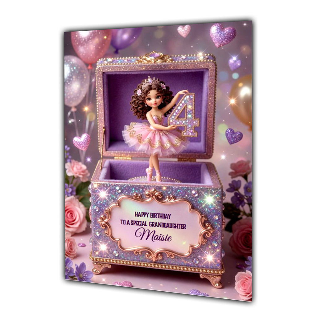 4th Birthday Card Girl Ballet Daughter Granddaughter Personalised A5 Size