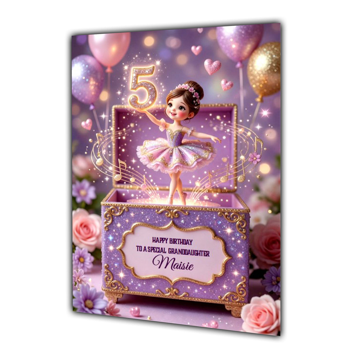 5th Birthday Card Girl Ballet Daughter Granddaughter Personalised A5 Size
