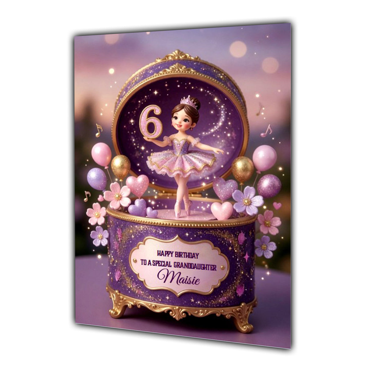 6th Birthday Card Girl Ballet Daughter Granddaughter Personalised A5 Size