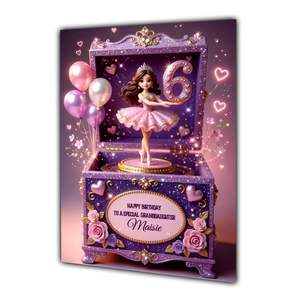 6th Birthday Card For Girls or Women, Daughter, Granddaughter, Niece, Sister, Mum, Friend, Ballet Dancing Ballerina