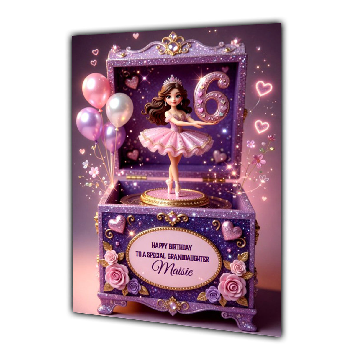 6th Birthday Card For Girls or Women, Daughter, Granddaughter, Niece, Sister, Mum, Friend, Ballet Dancing Ballerina