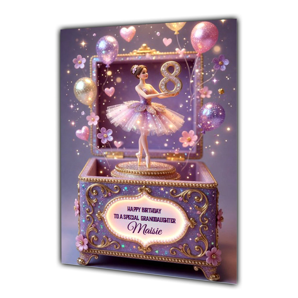 8th Birthday Card Girl Ballet Daughter Granddaughter Personalised A5 Size