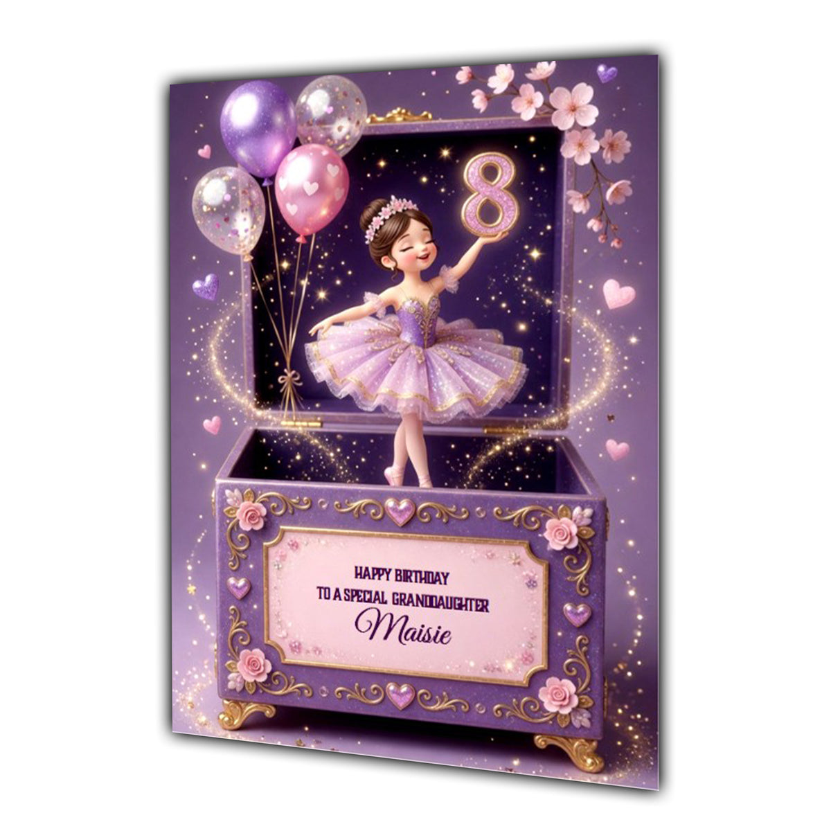 8th Birthday Card Girl Ballet Daughter Granddaughter Personalised A5 Size