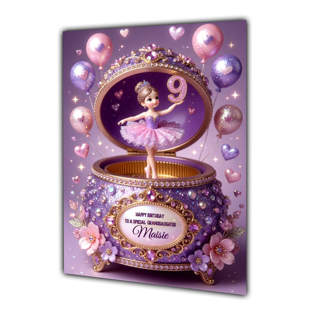 9th Birthday Card Girl Ballet Daughter Granddaughter Personalised A5 Size
