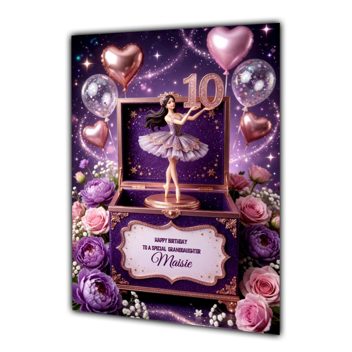 10th Birthday Card Girl Ballet Daughter Granddaughter Personalised A5 Size