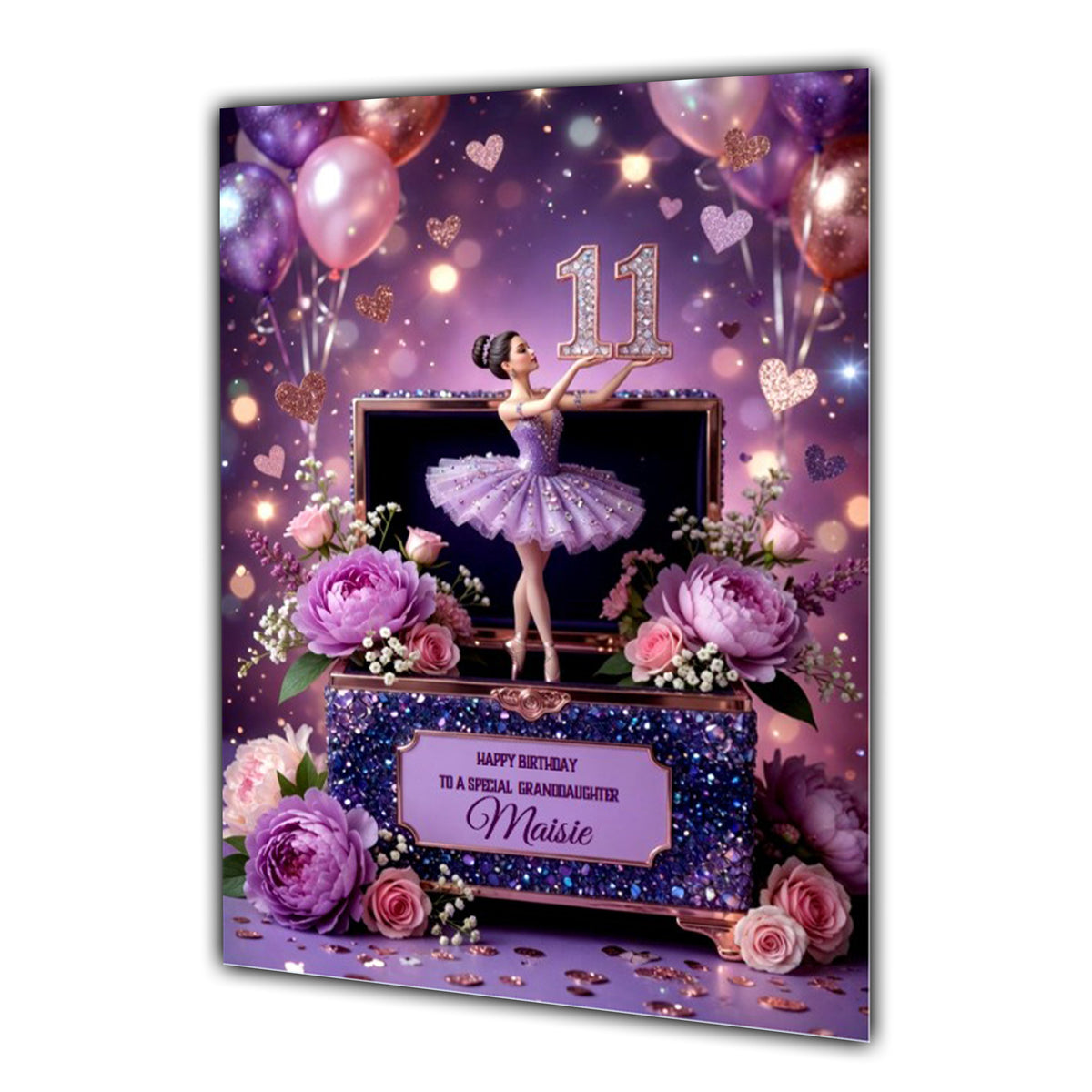 11th Birthday Card Girl Ballet Daughter Granddaughter Personalised A5 Size