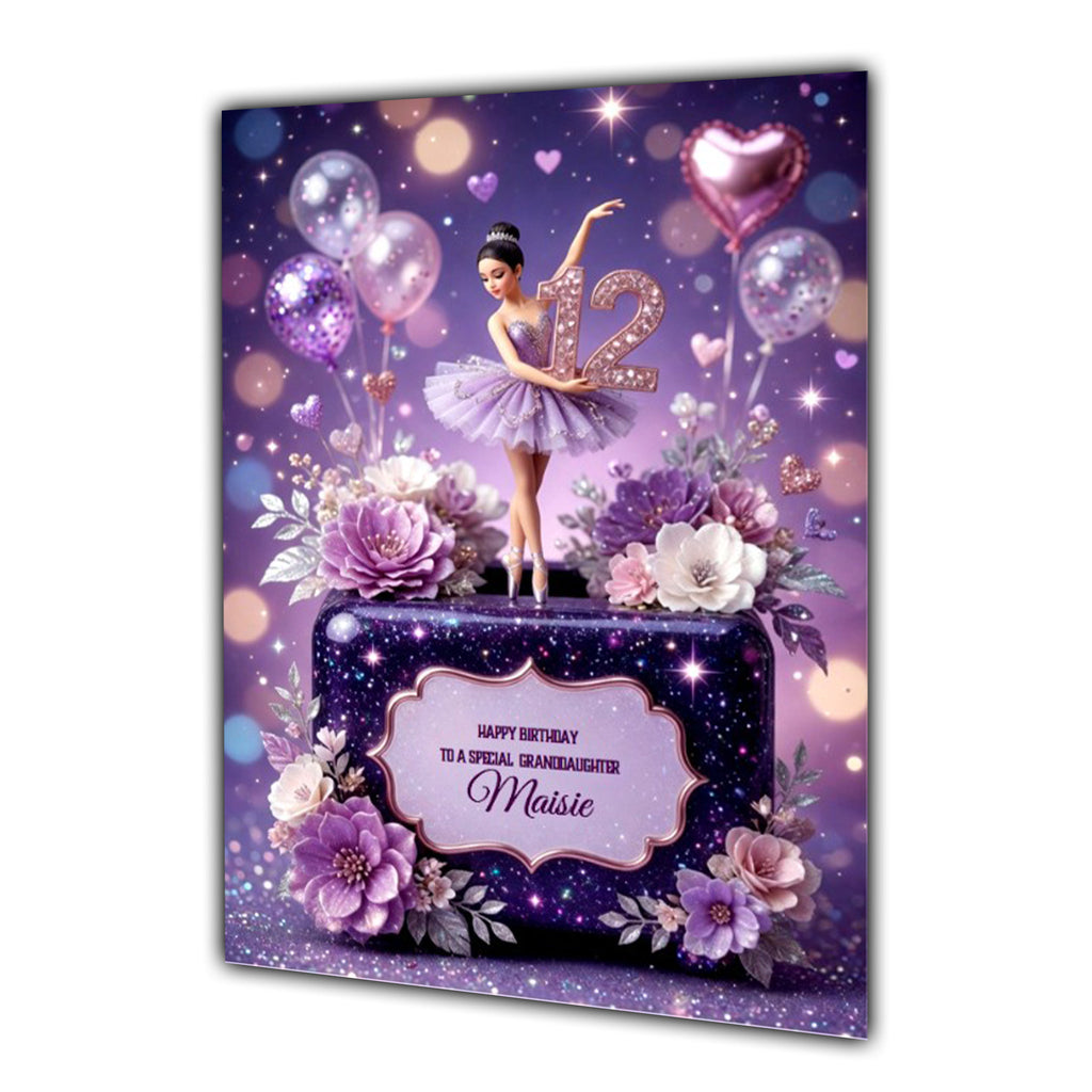 12th Birthday Card For Girls or Women, Daughter, Granddaughter, Niece, Sister, Mum, Friend, Ballet Dancing Ballerina