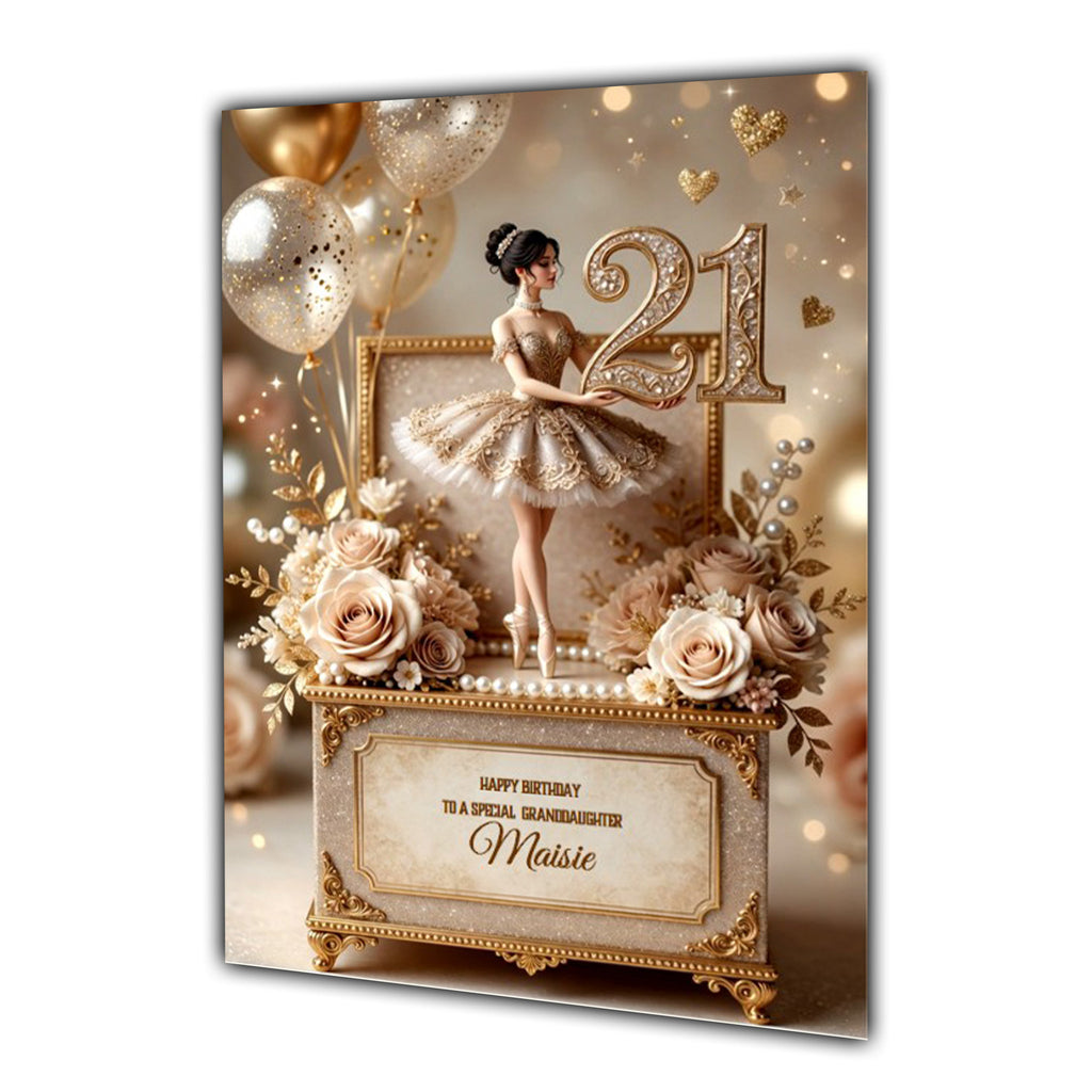 21st Birthday Card Girl Ballet Daughter Granddaughter Personalised A5 Size