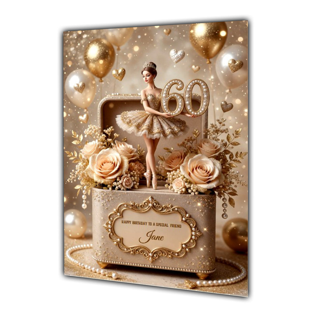 60th Birthday Card Girl Ballet Daughter Granddaughter Personalised A5 Size
