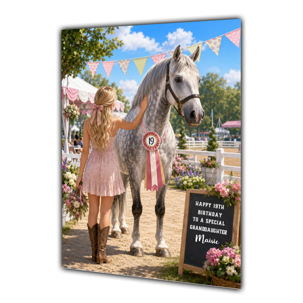 Birthday Card Girl Her Horse Granddaughter Daughter Niece Large A5 Size