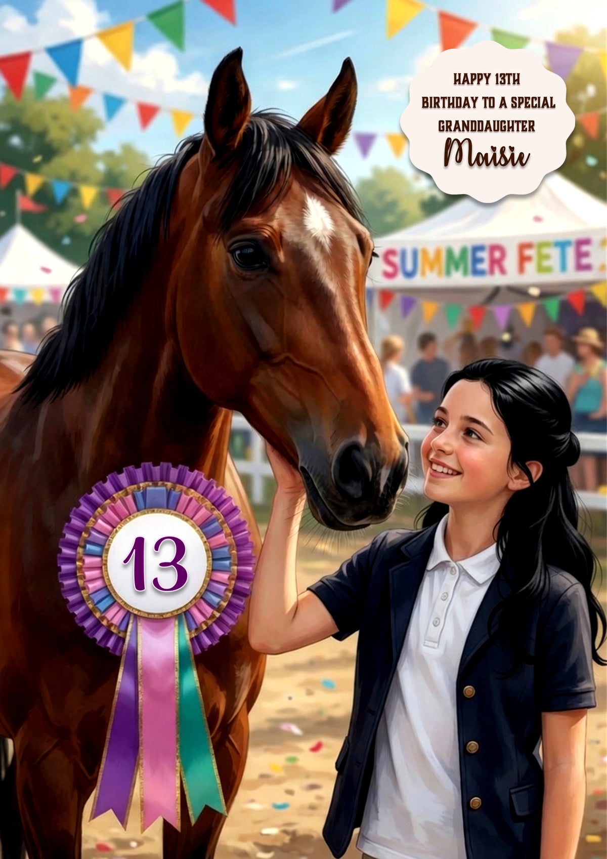 Birthday Card Girl Her Horse Granddaughter Daughter Niece Large A5 Size