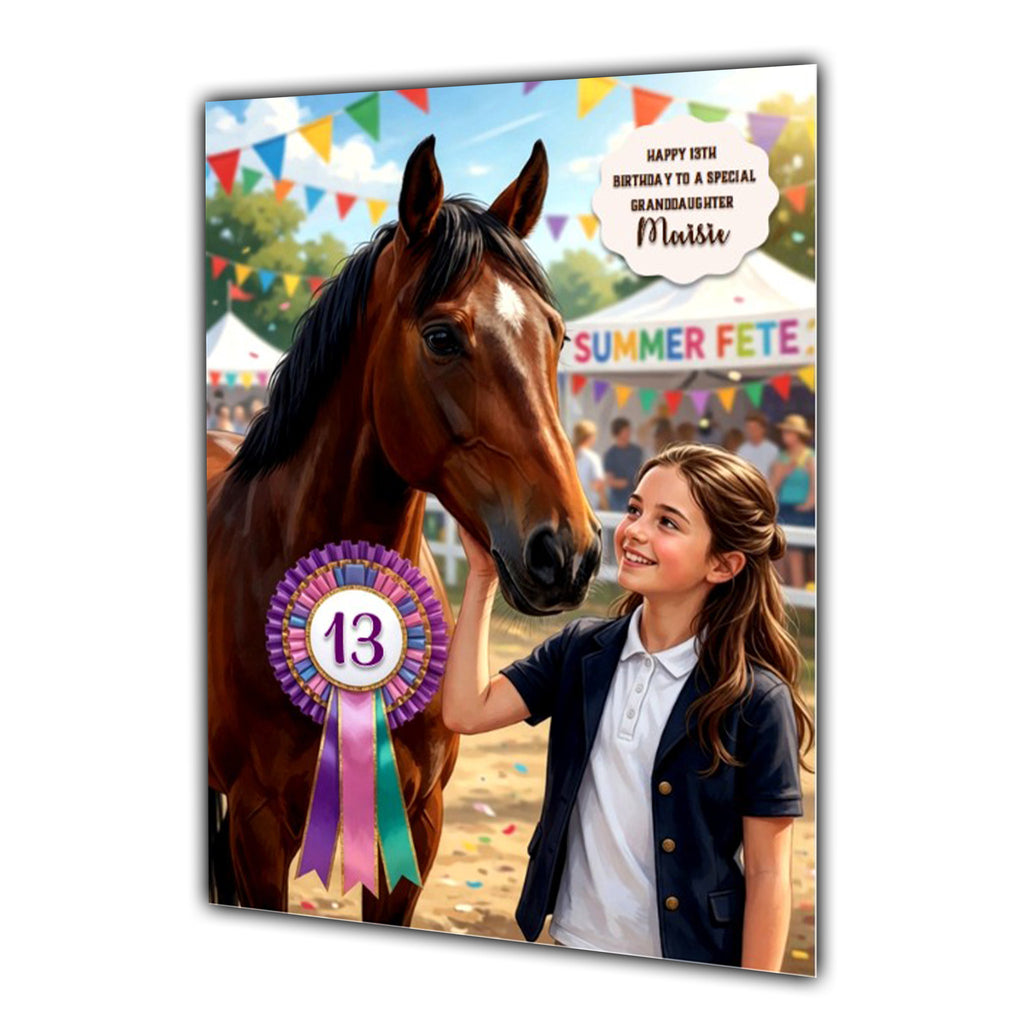 Birthday Card Girl Her Horse Granddaughter Daughter Niece Large A5 Size