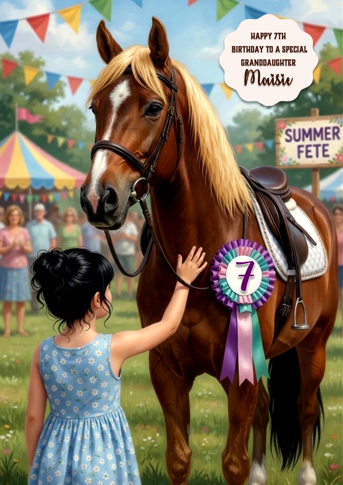 Birthday Card Girl Her Horse Granddaughter Daughter Niece Large A5 Size