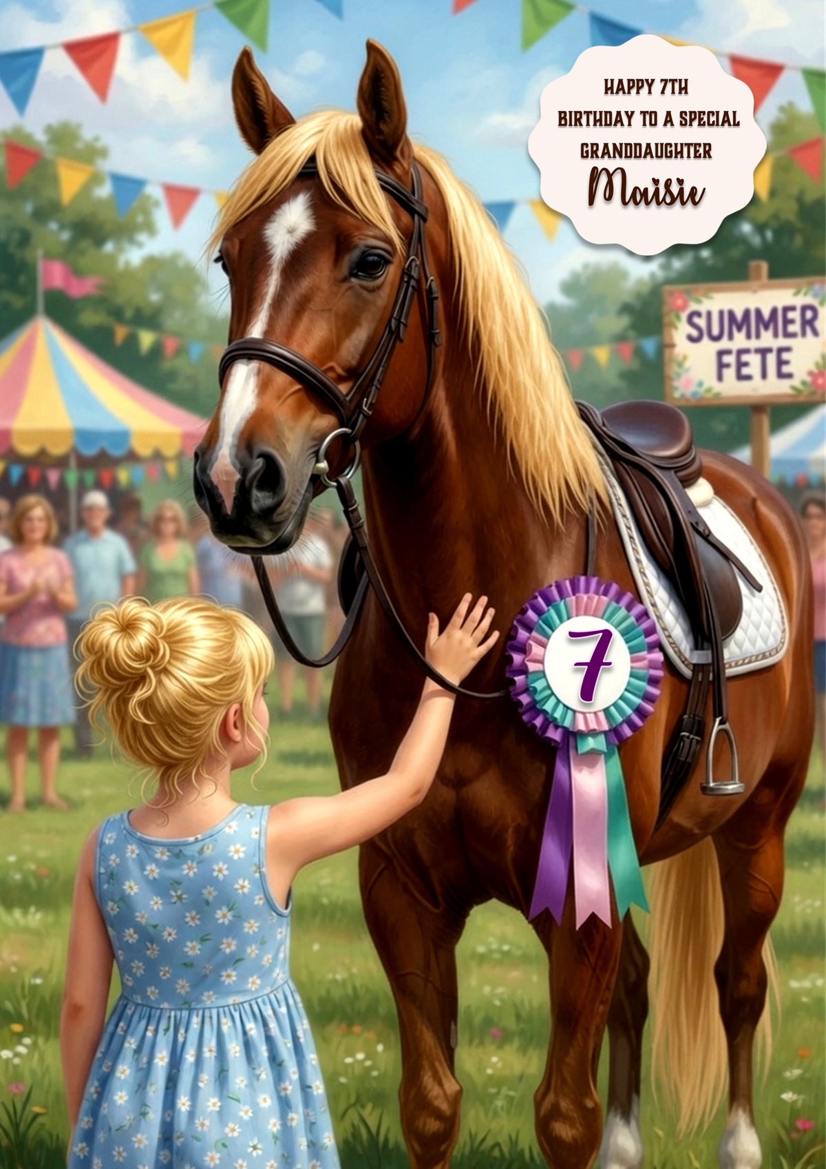 Birthday Card Girl Her Horse Granddaughter Daughter Niece Large A5 Size
