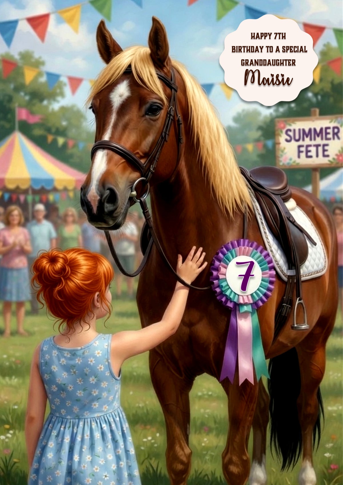 Birthday Card Girl Her Horse Granddaughter Daughter Niece Large A5 Size