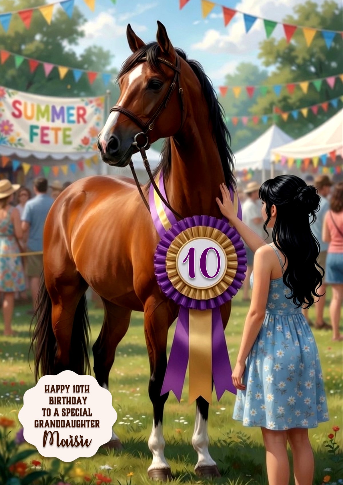 Birthday Card Girl Her Horse Granddaughter Daughter Niece Large A5 Size