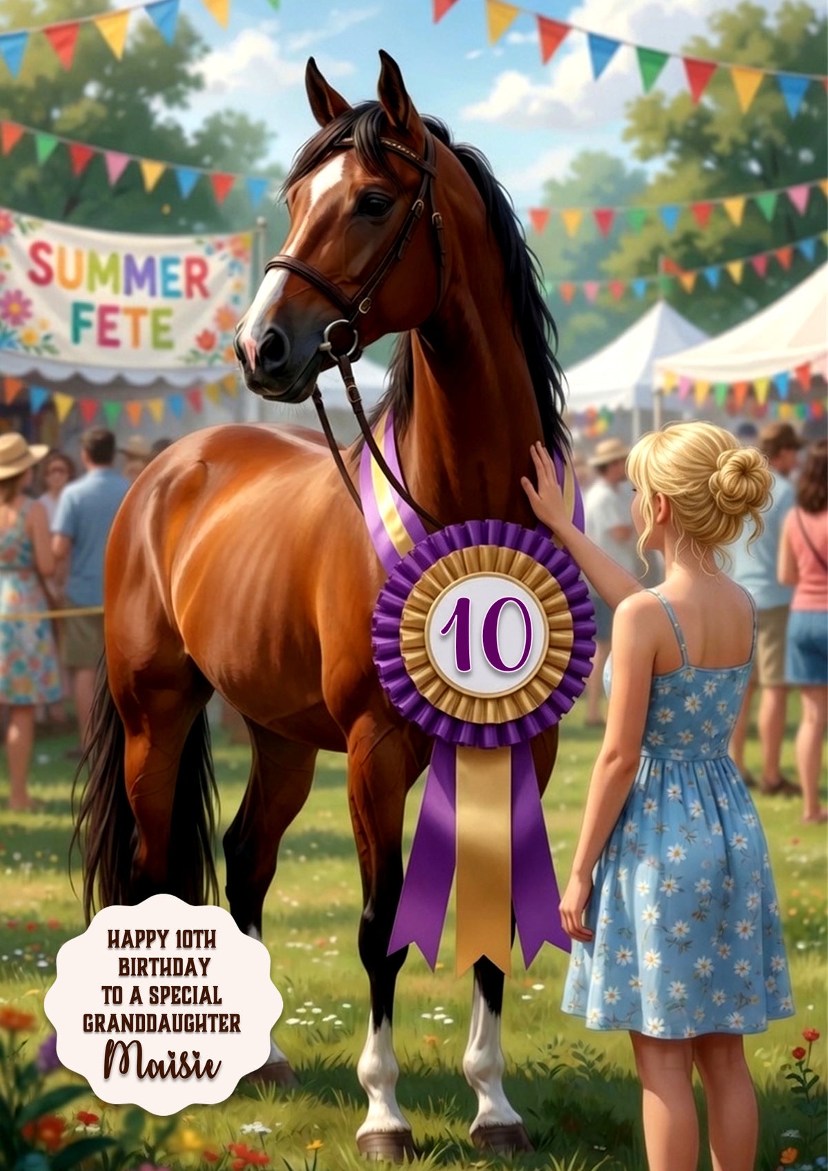 Birthday Card Girl Her Horse Granddaughter Daughter Niece Large A5 Size
