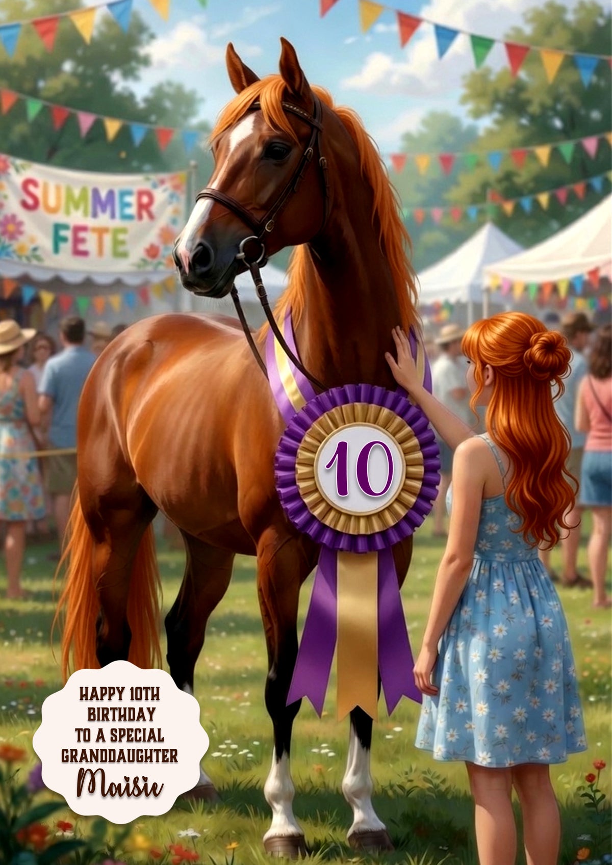 Birthday Card Girl Her Horse Granddaughter Daughter Niece Large A5 Size
