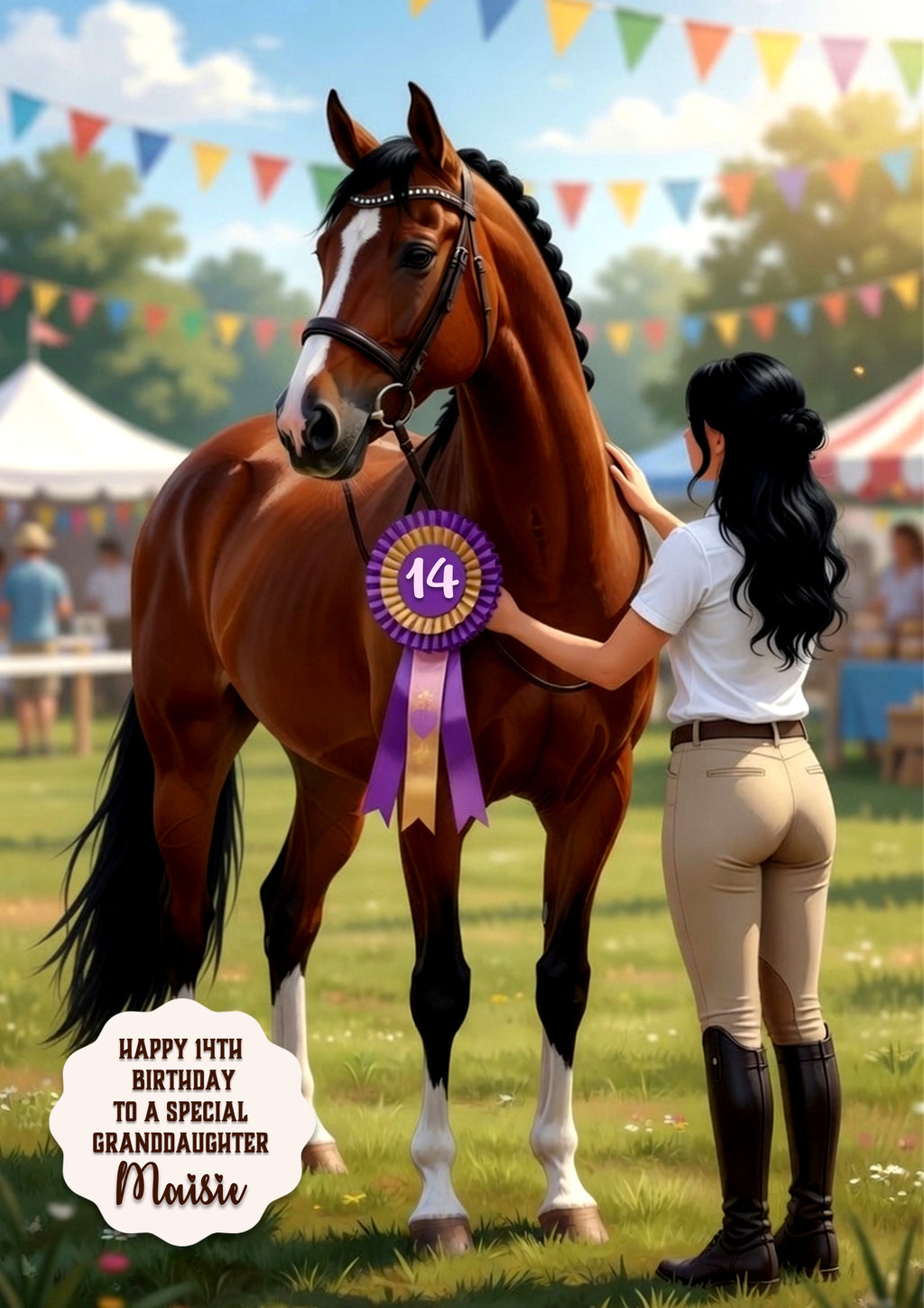 Birthday Card Girl Her Horse Granddaughter Daughter Niece Large A5 Size