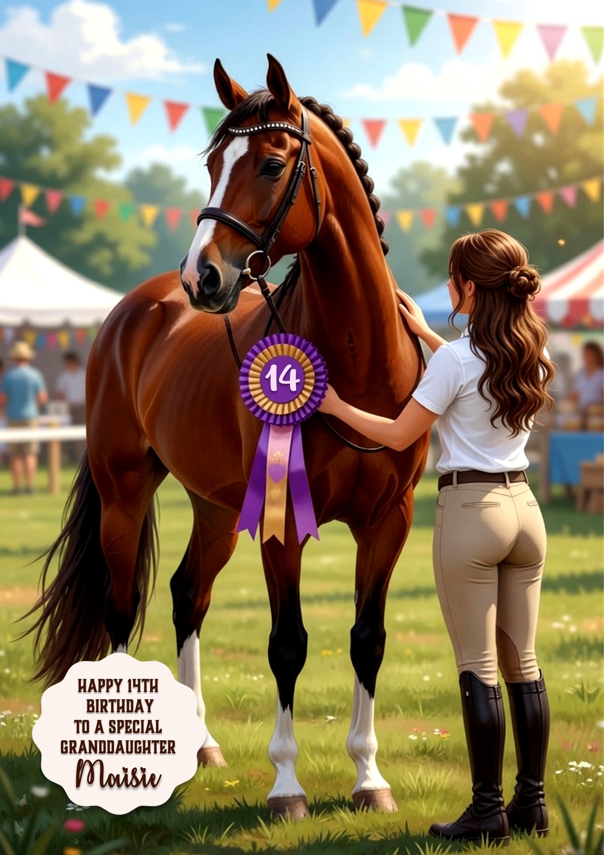 Birthday Card Girl Her Horse Granddaughter Daughter Niece Large A5 Size