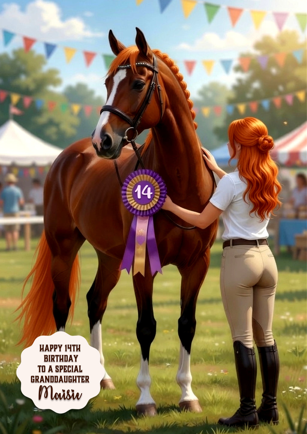 Birthday Card Girl Her Horse Granddaughter Daughter Niece Large A5 Size