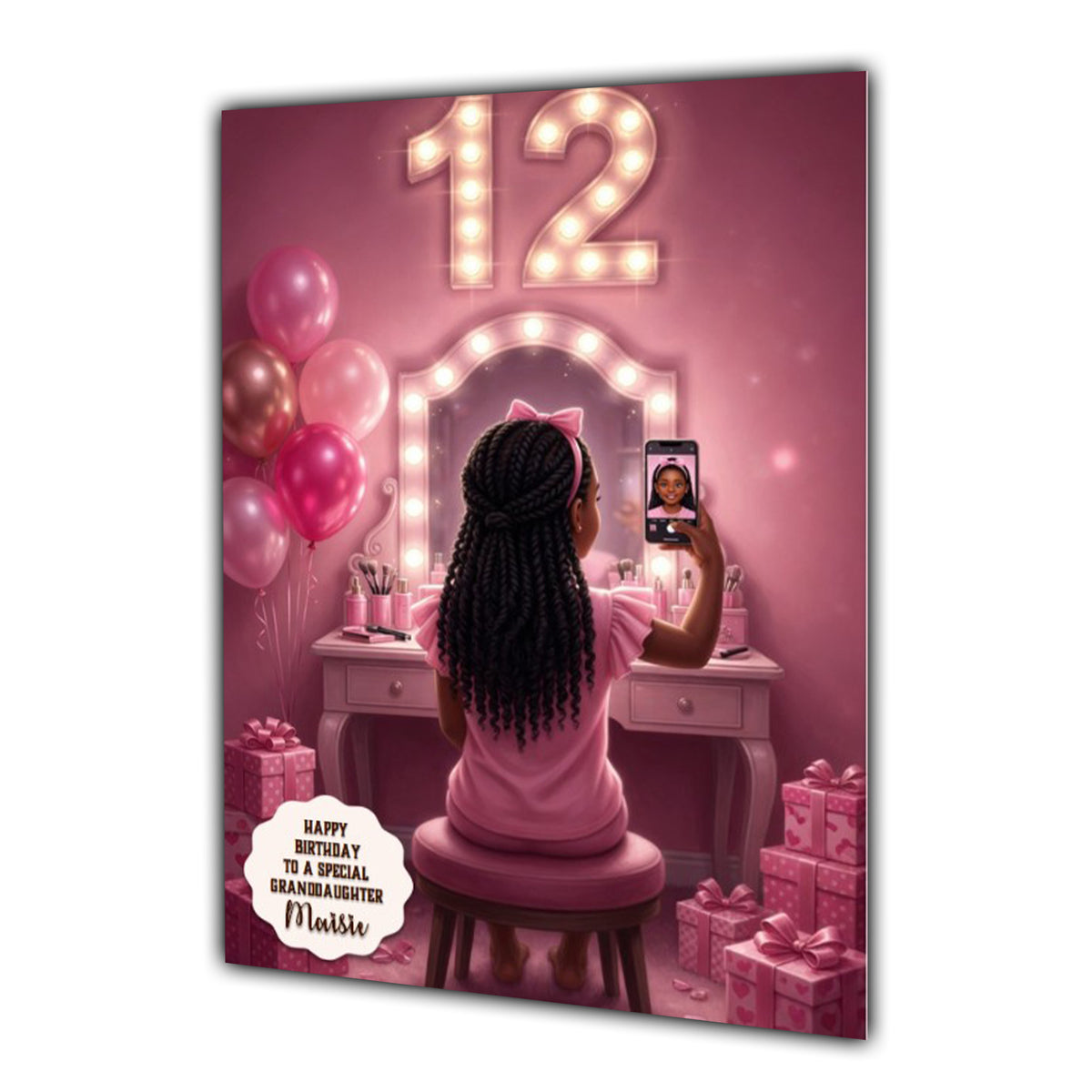 Personalised 12th Birthday Card - Girl Taking a Mirror Selfie