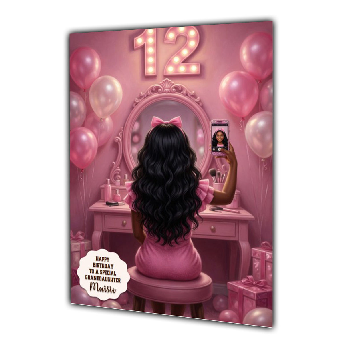 Personalised 12th Birthday Card - Girl Taking a Mirror Selfie