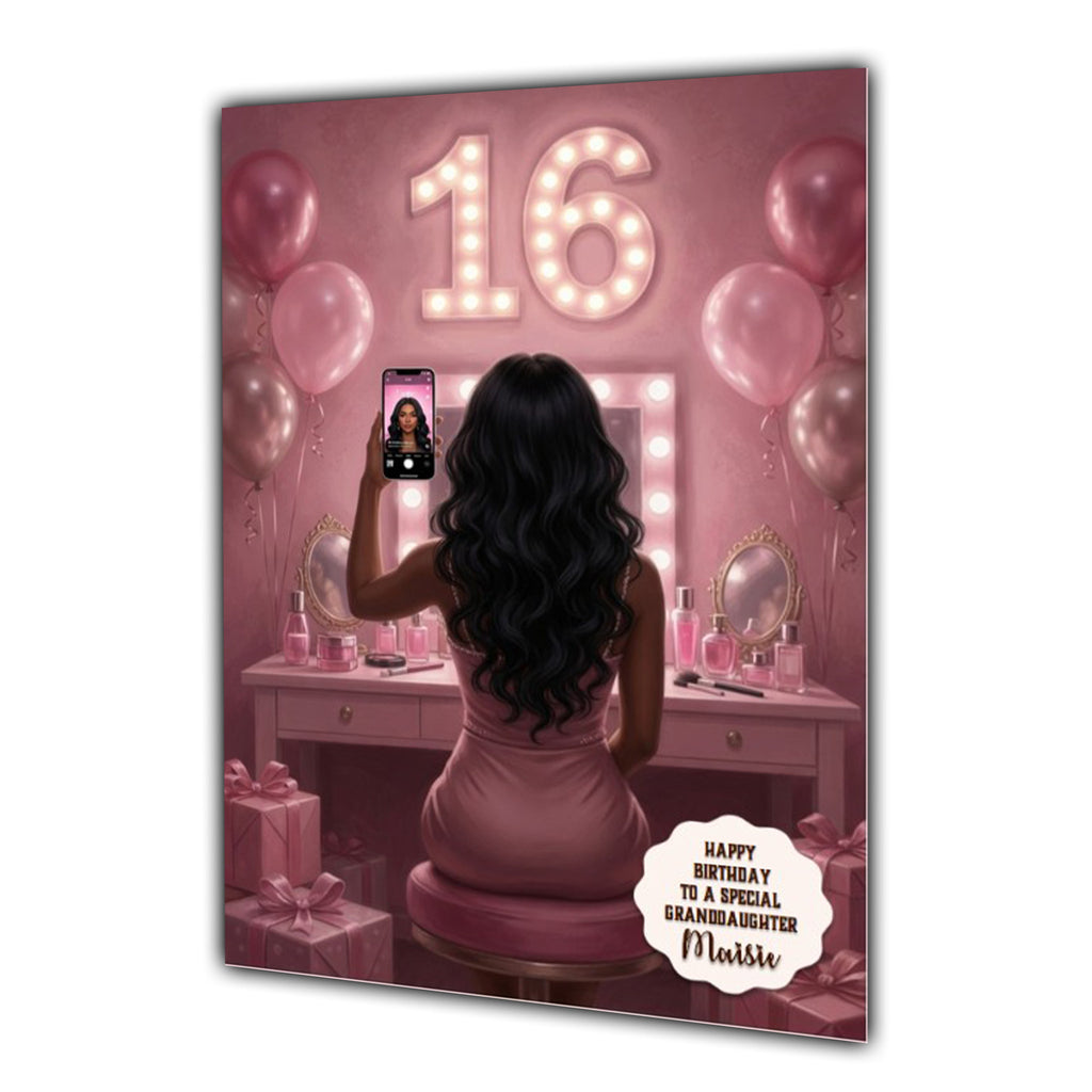 Personalised 16th Birthday Card - Girl Taking a Mirror Selfie