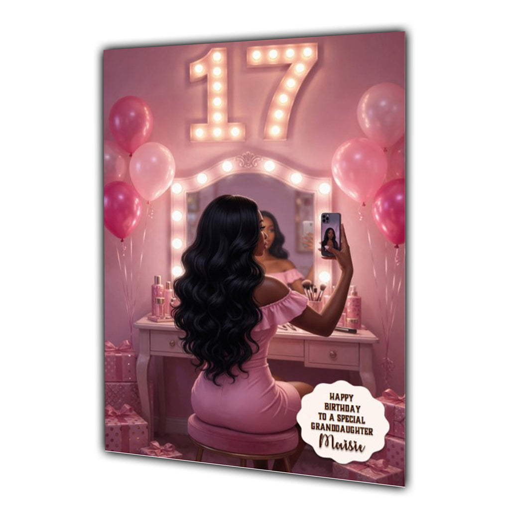 Personalised 17th Birthday Card - Girl Taking a Mirror Selfie