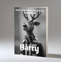 Personalised Christmas Card For Grandson, Son, Nephew, Brother, Friend, Rudolph The Red Nose Reindeer The Football Fan
