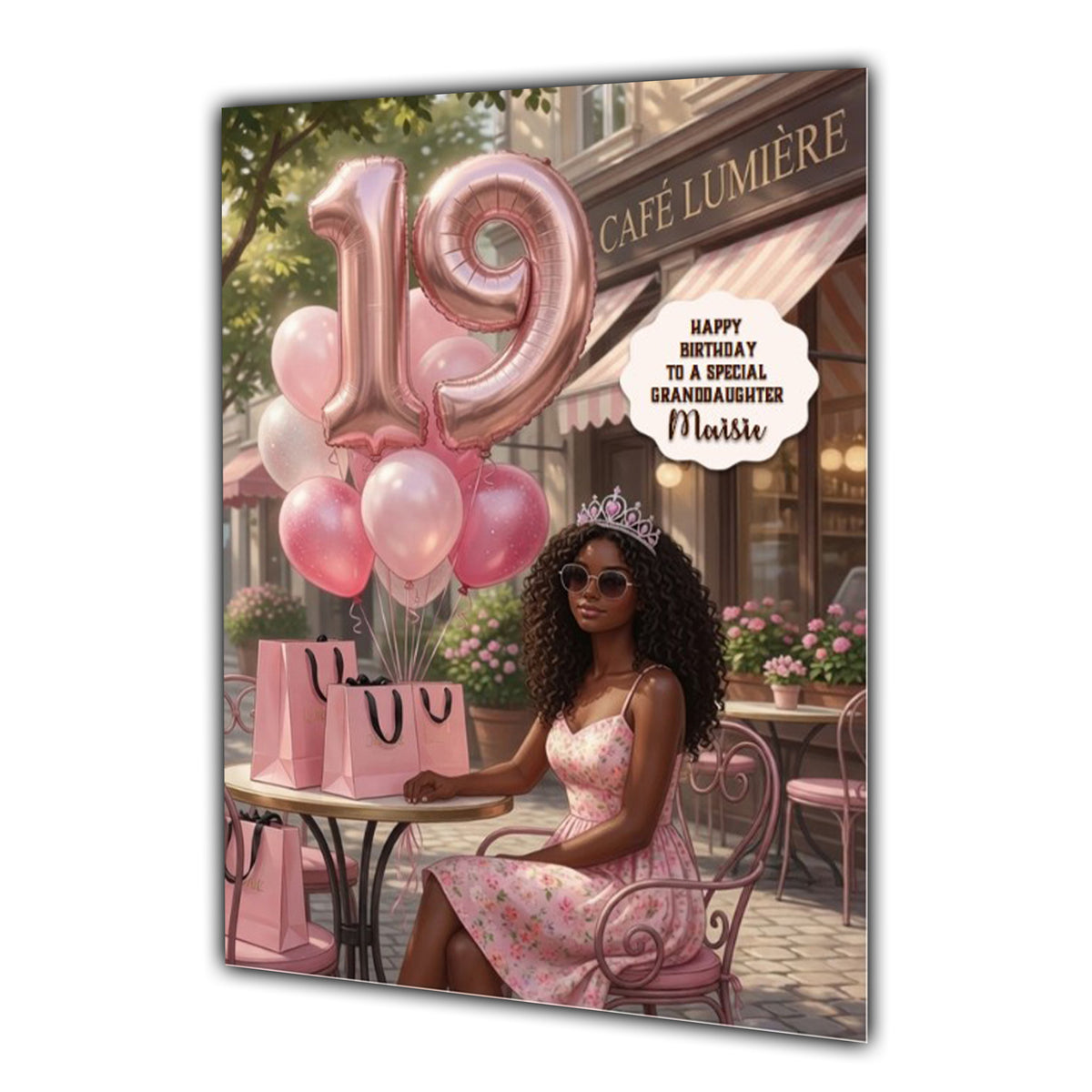 19th Birthday Card Granddaughter Daughter Black Girl Personalised A5 Size