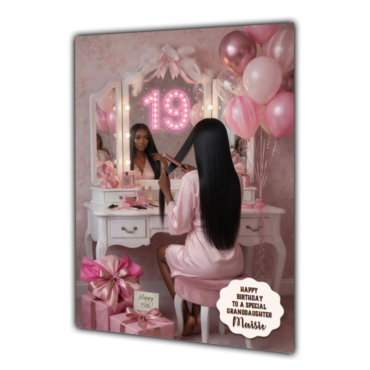 Personalised 18th Birthday Card - Girl at a Dressing Table