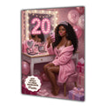 Personalised 20th Birthday Card - Girl at a Dressing Table